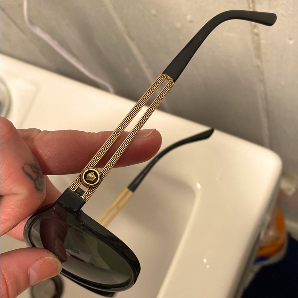 Versace Black Sunglasses with Gold Accents